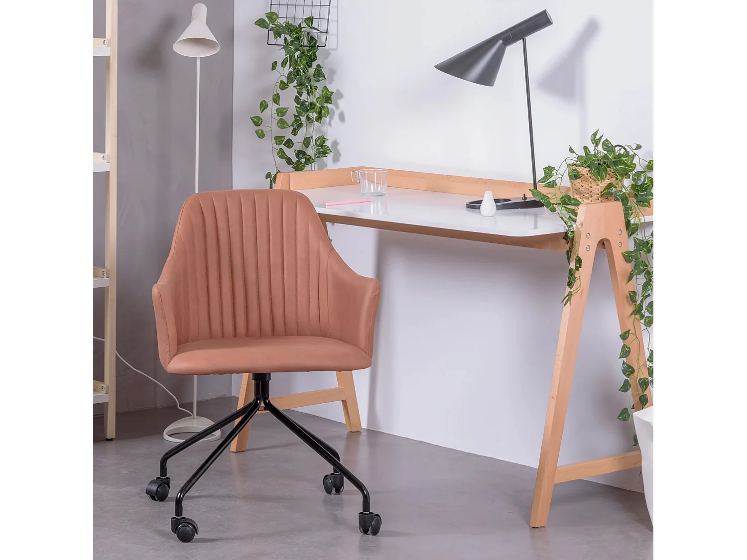 Minimalistische eikenhouten bureautafel - Pop - Wit