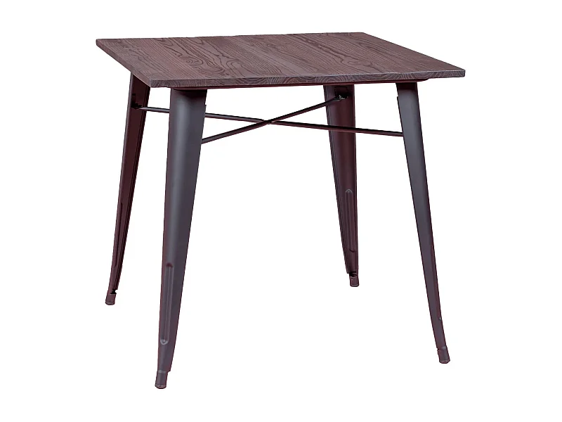 Industriële tafel in zwart staal en donker hout - Bistro - Zwart