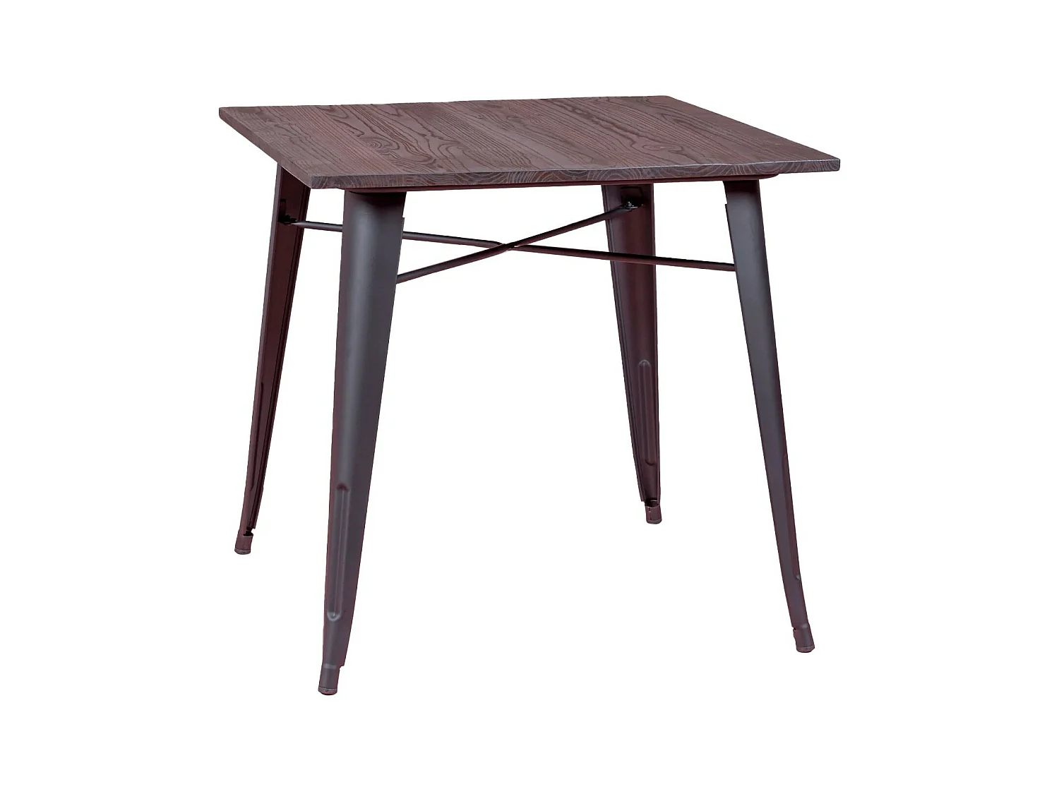 Table industrielle en acier noir et bois foncé - Bistro - Noir