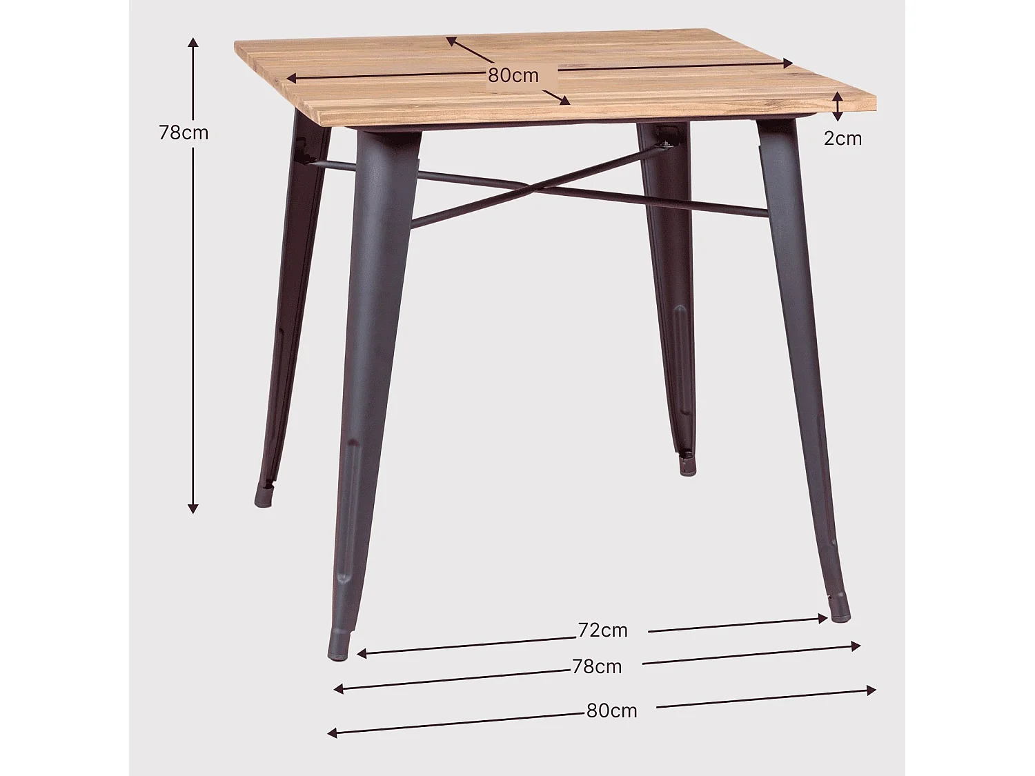 Table industrielle en acier noir et bois foncé - Bistro - Noir