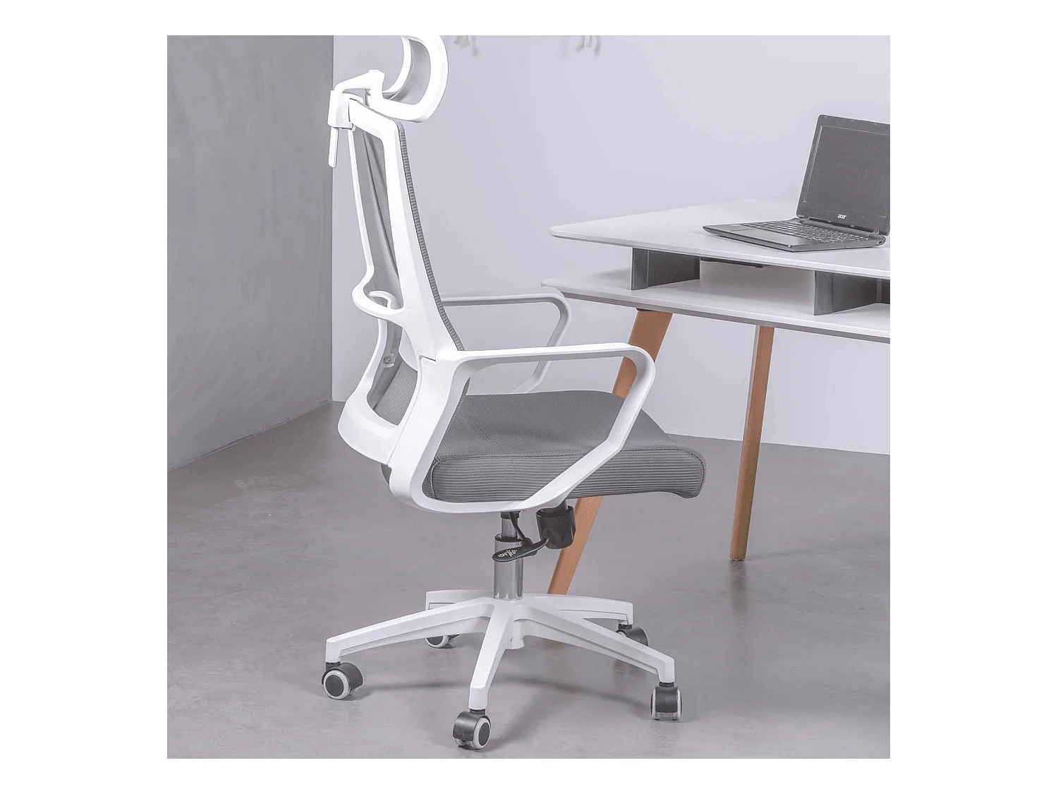 Silla de escritorio ergonómica en malla transpirable y reposacabezas ajustable - Mesh - Gris Oscuro