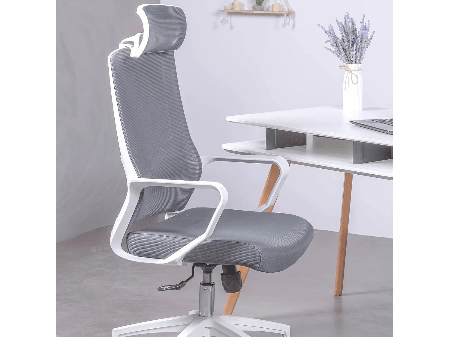 Chaise de bureau ergonomique en mesh respirante et appui-tête réglable - Mesh - Gris foncé
