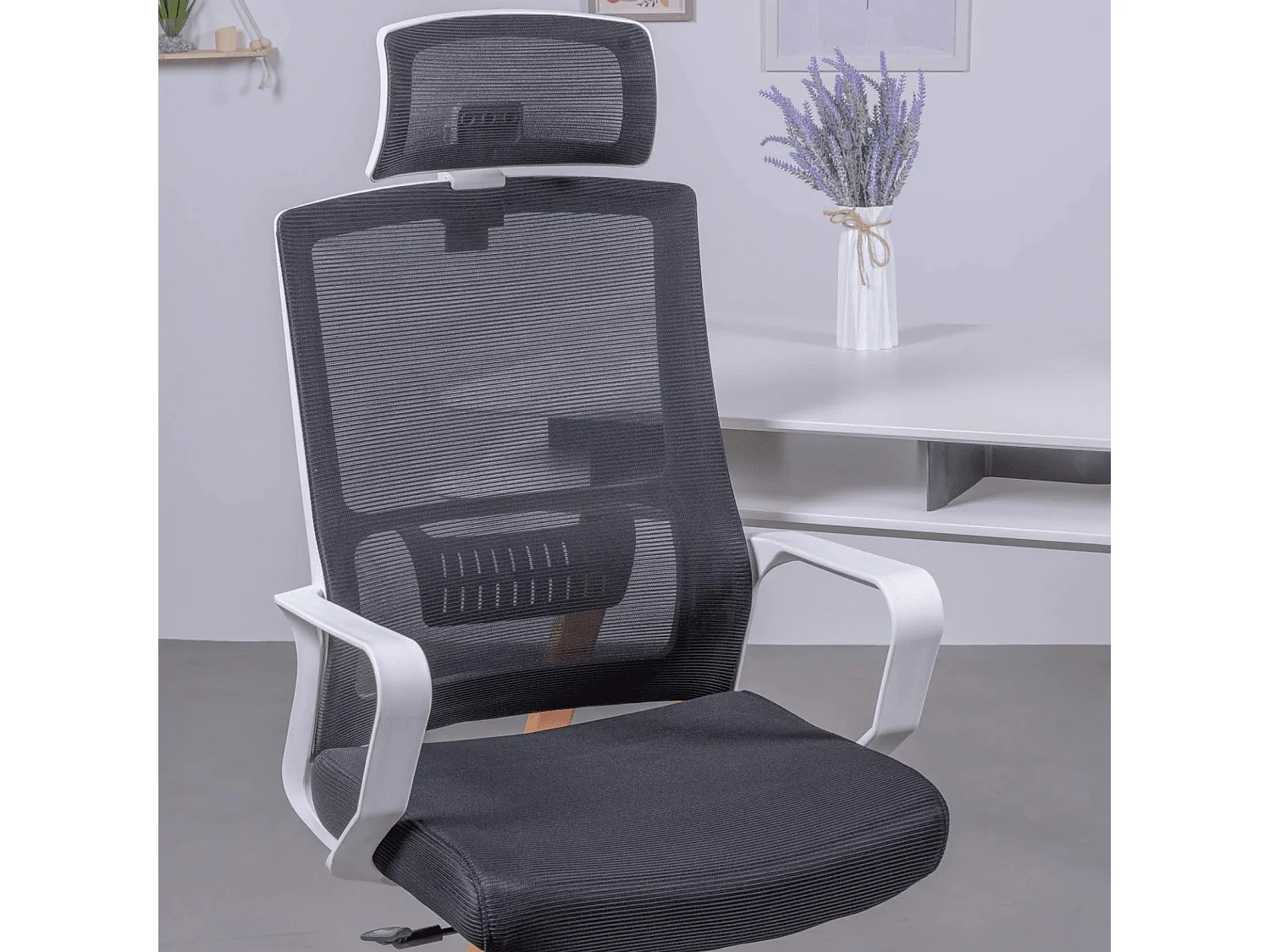 Silla de escritorio ergonómica en malla transpirable y reposacabezas ajustable - Mesh - Negro