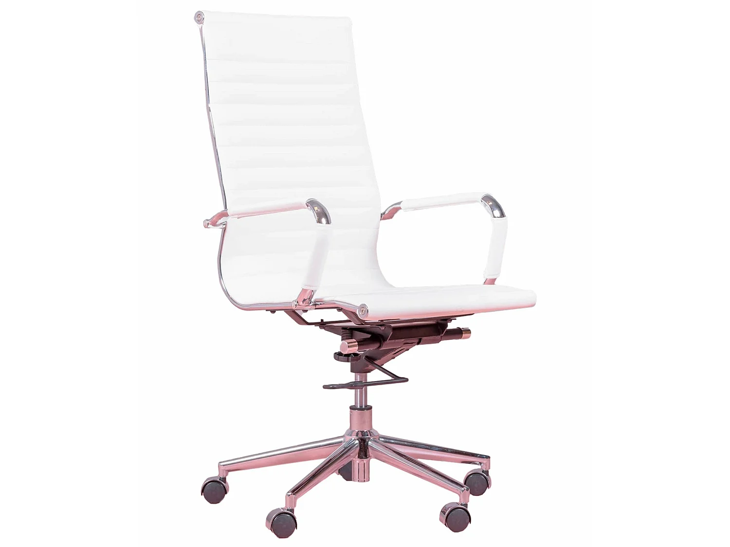 Chaise de bureau avec dossier haut rembourré en similicuir - Alu - Blanc