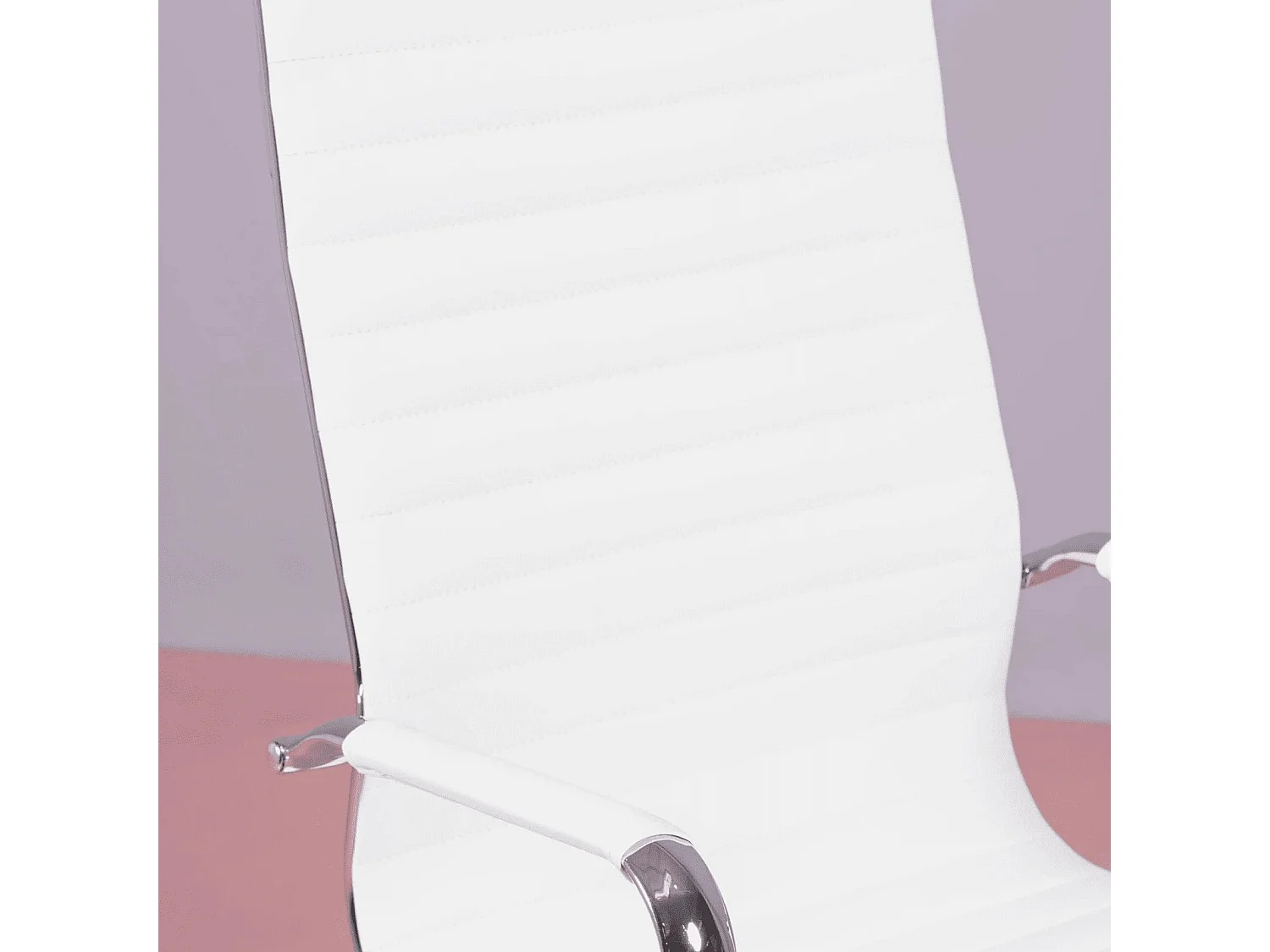 Chaise de bureau avec dossier haut rembourré en similicuir - Alu - Blanc