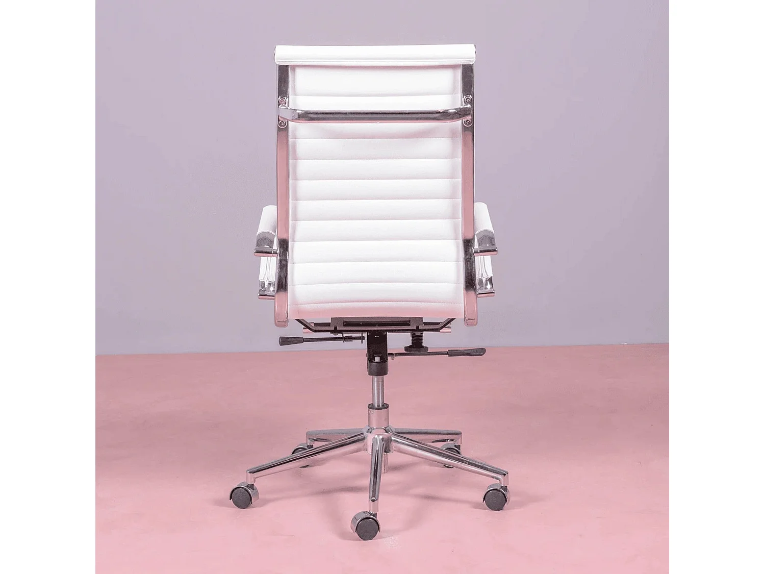Chaise de bureau avec dossier haut rembourré en similicuir - Alu - Blanc