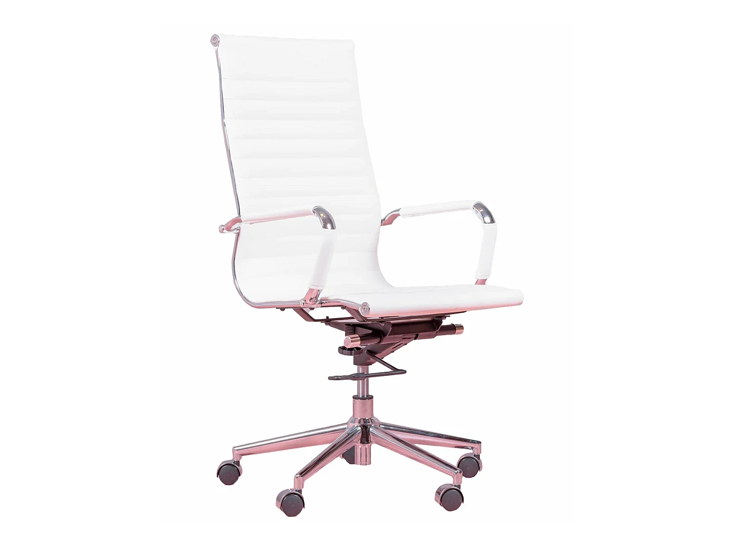 Chaise de bureau avec dossier haut rembourré en similicuir - Alu - Blanc