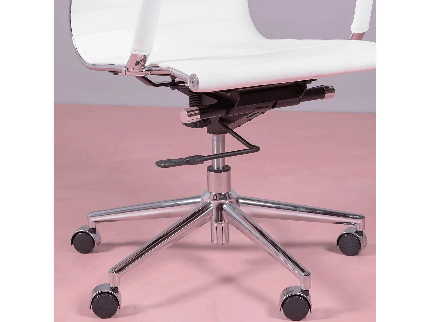 Chaise de bureau avec dossier haut rembourré en similicuir - Alu - Blanc