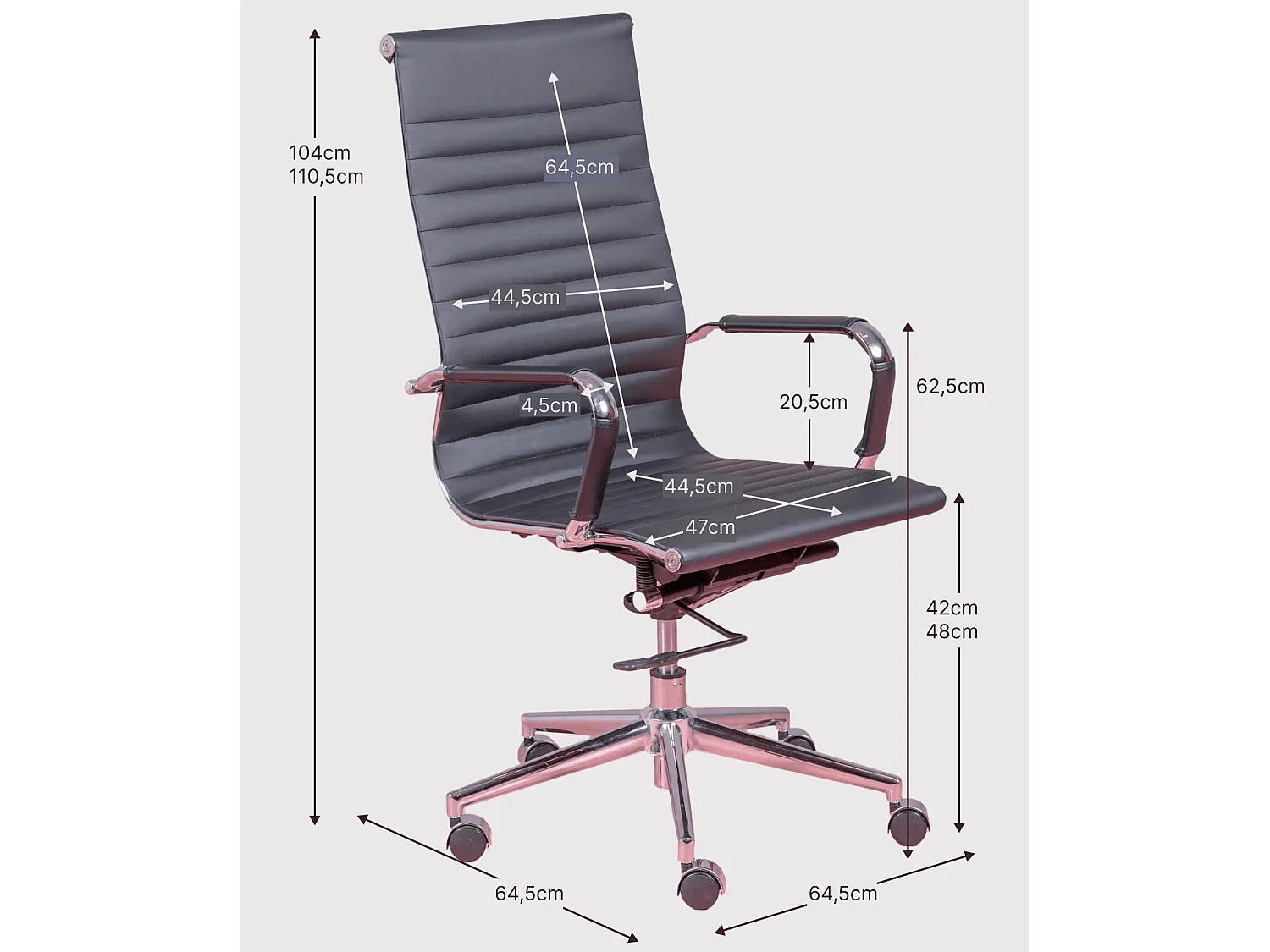 Chaise de bureau avec dossier haut rembourré en similicuir - Alu - Blanc