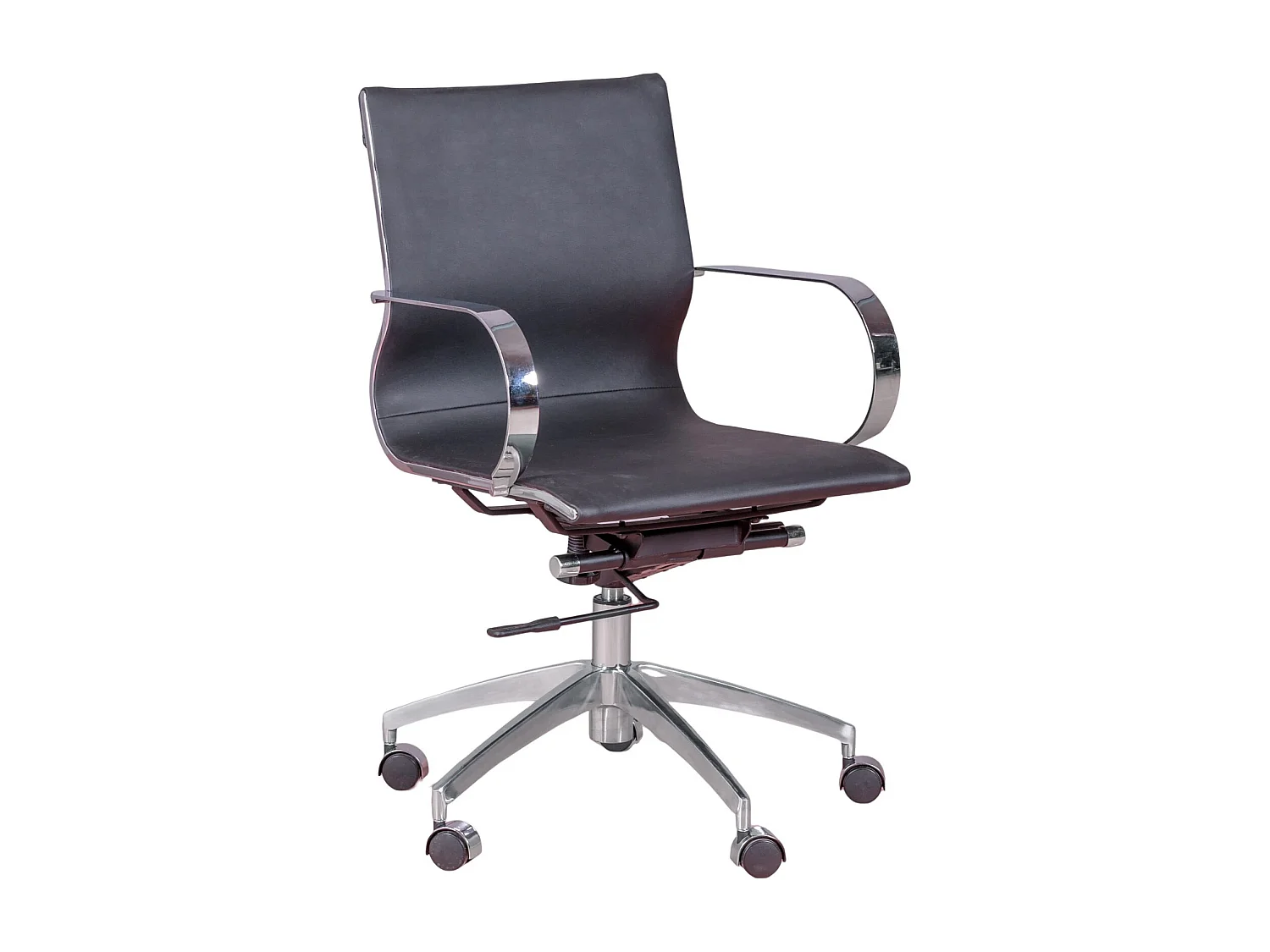 Chaise de bureau design économique tapissée en simili cuir - Detroit - Noir