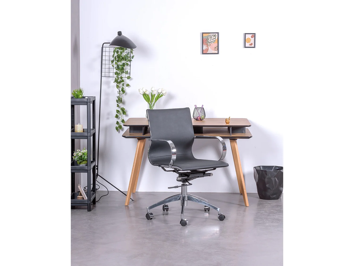 Chaise de bureau design économique tapissée en simili cuir - Detroit - Noir