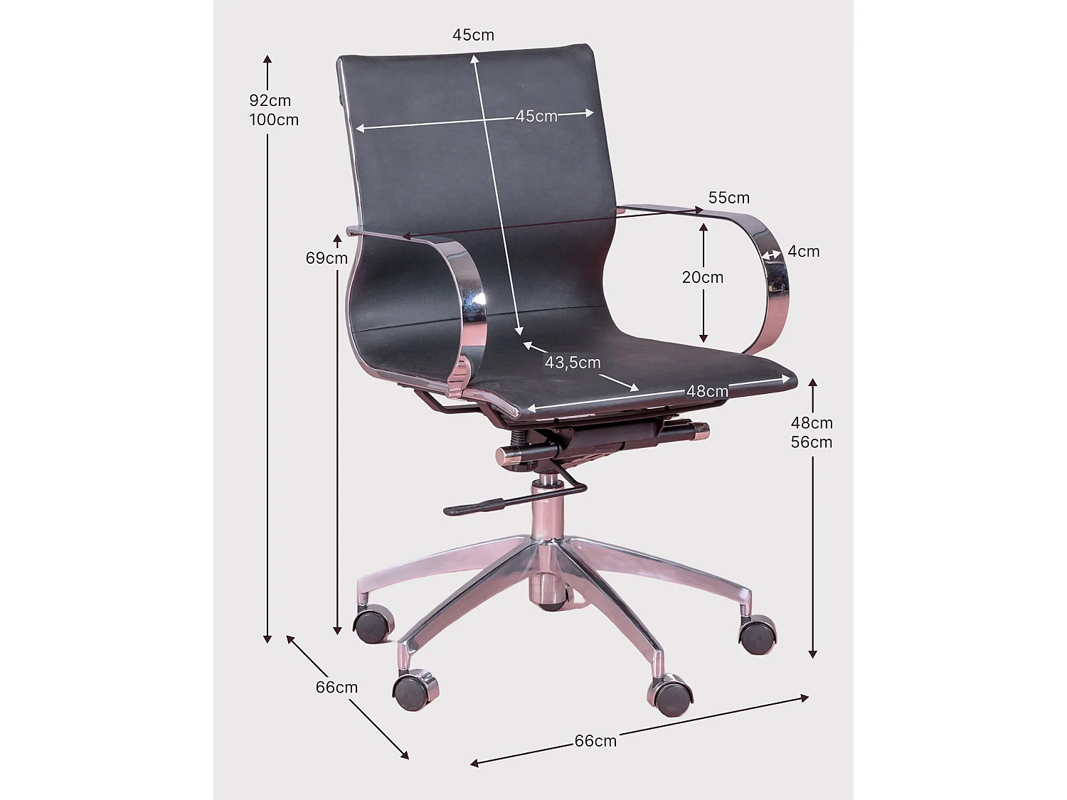 Chaise de bureau design économique tapissée en simili cuir - Detroit - Noir