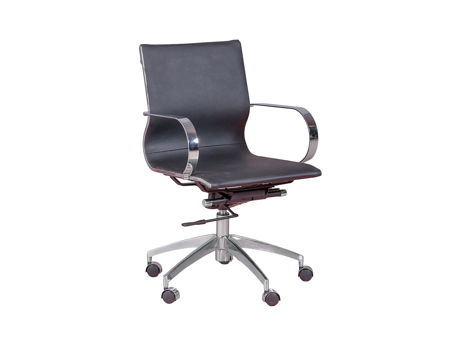 Chaise de bureau design économique tapissée en simili cuir - Detroit - Noir