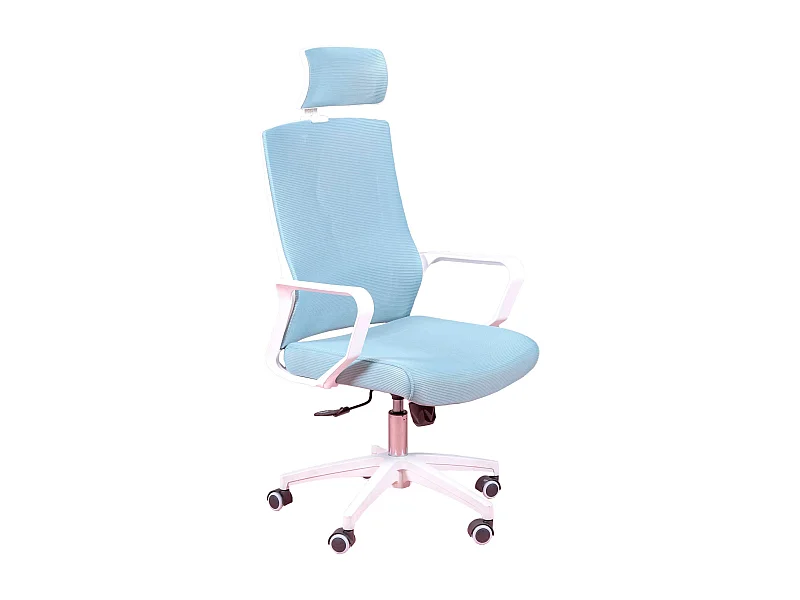 Silla de escritorio ergonómica en malla transpirable y reposacabezas ajustable - Mesh - Azul
