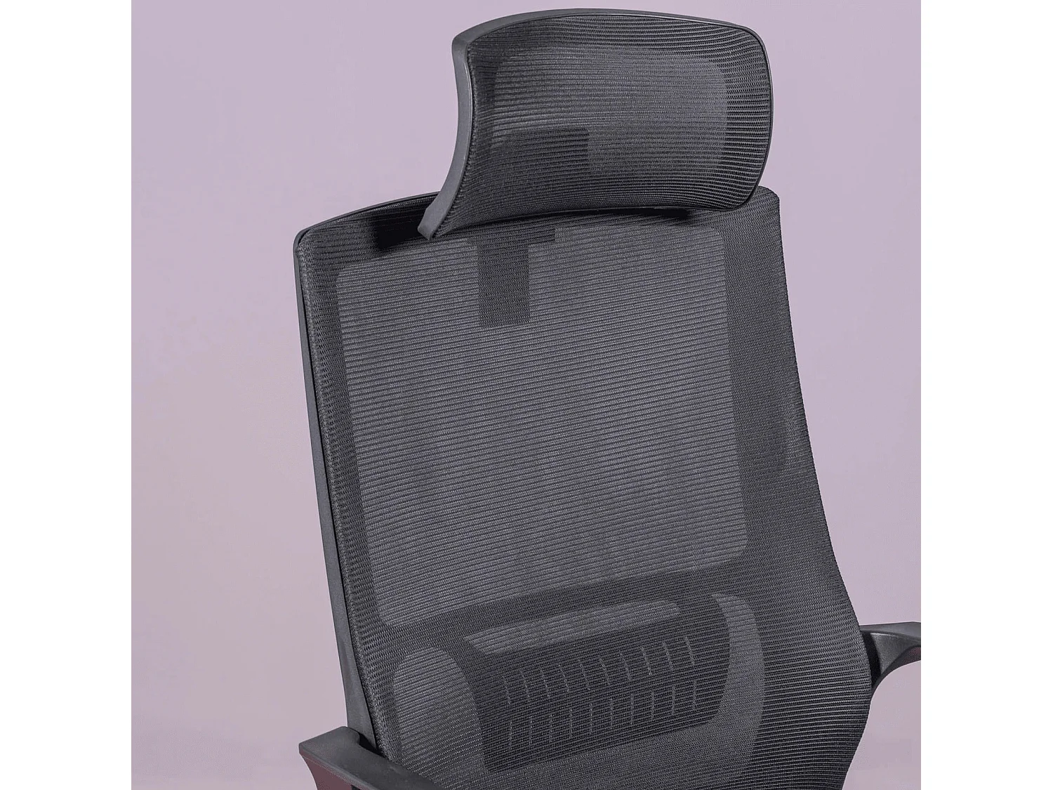 Ergonomische bureaustoel van ademend mesh met zwarte afwerking en verstelbare hoofdsteun - Mesh - Zwart