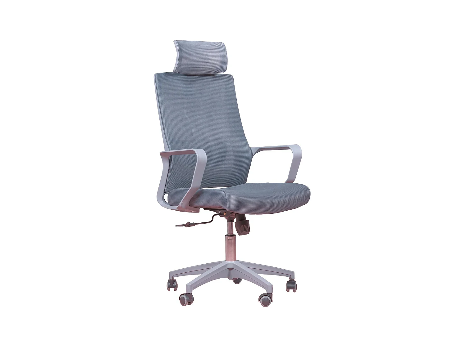 Chaise de bureau ergonomique en mesh respirante avec finitions grises et appui-tête réglable - Mesh - Gris foncé