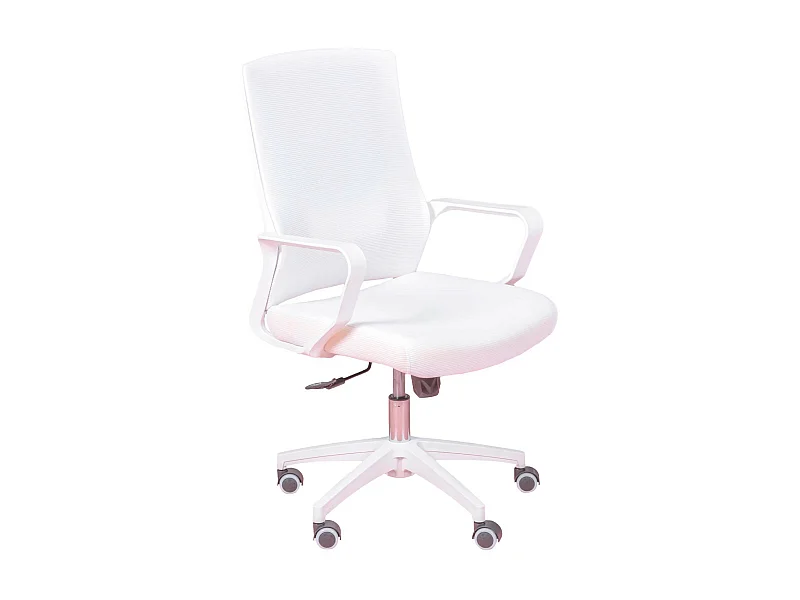 Chaise de bureau ergonomique avec roulettes et accoudoirs - Mesh - Blanc