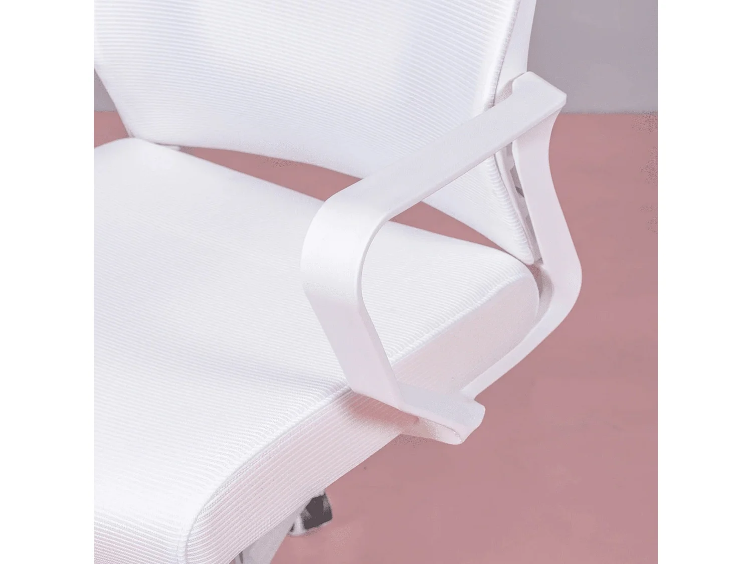 Ergonomische bureaustoel met wielen en armleuningen - Mesh - Wit