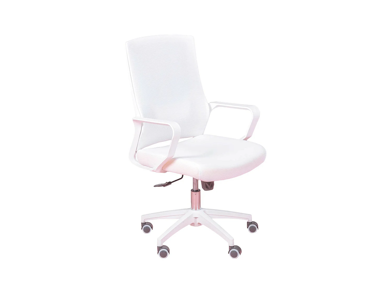 Chaise de bureau ergonomique avec roulettes et accoudoirs - Mesh - Blanc