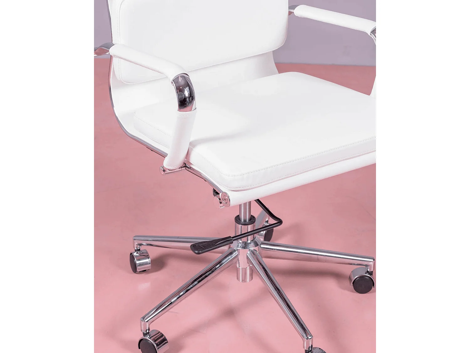 Chaise de bureau à roulettes et dossier haut rembourré en simili cuir - Alu S - Blanc