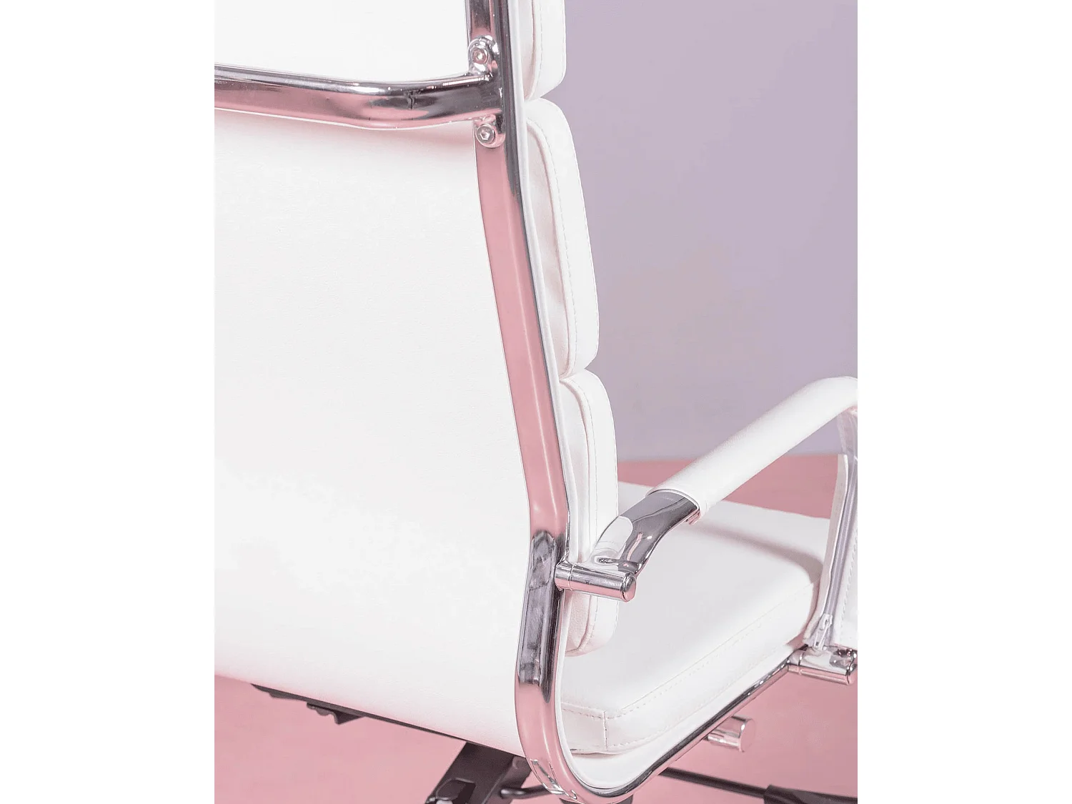 Chaise de bureau à roulettes et dossier haut rembourré en simili cuir - Alu S - Blanc