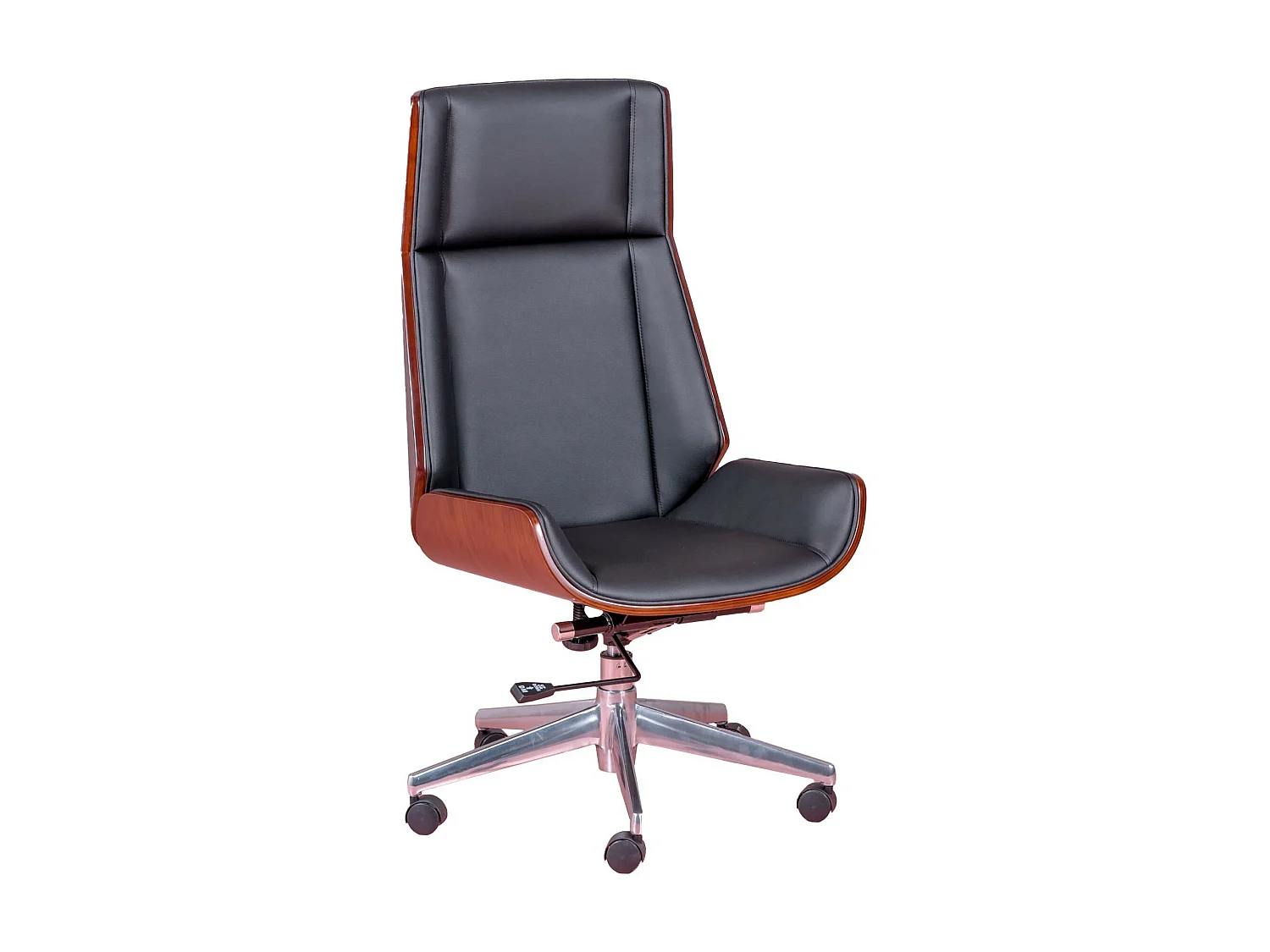 Sedia da ufficio in legno di noce e rivestita in similpelle - Nordic S - Nero