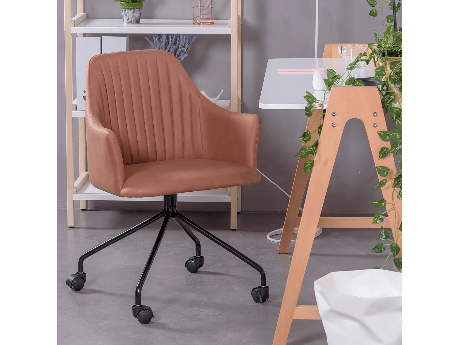 Vintage Bürostuhl mit Stoffpolsterung - Skyline - Orange