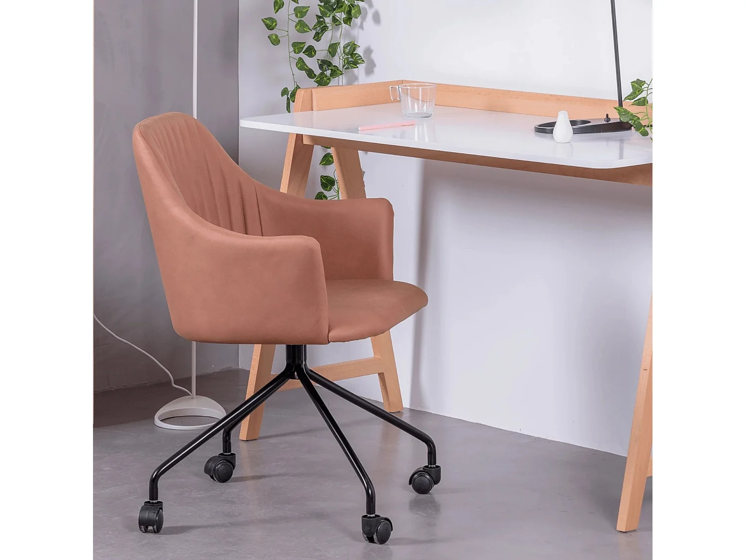 Vintage stoffen gestoffeerde bureaustoel - Skyline - Oranje