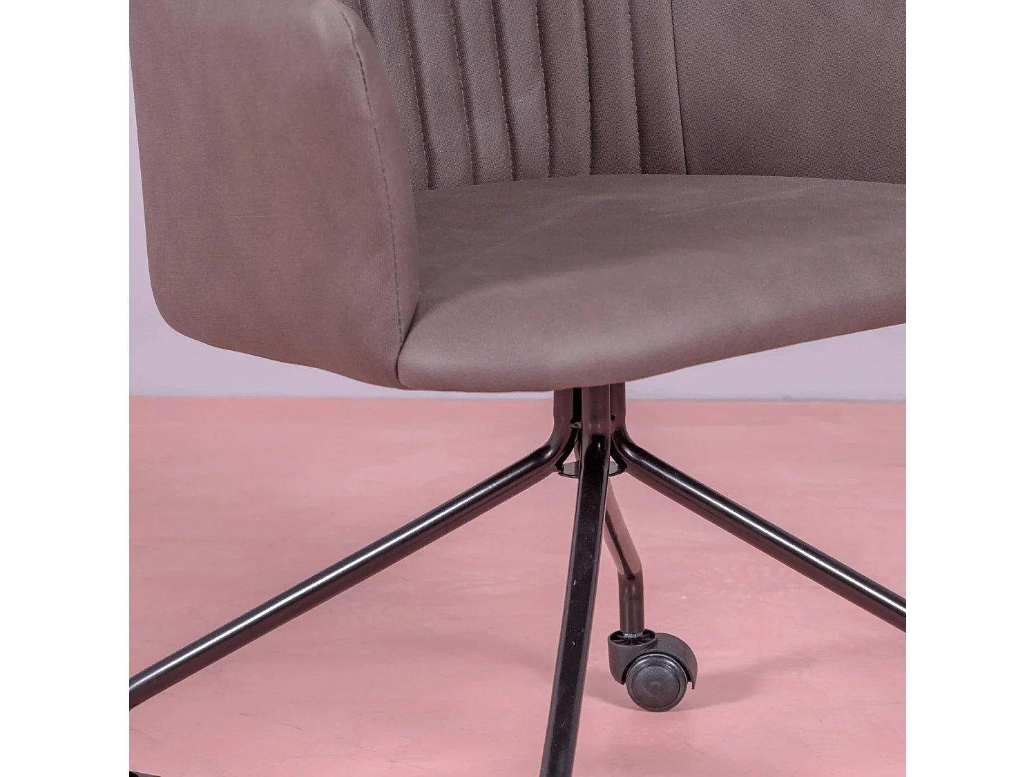 Chaise de bureau rembourrée en tissu vintage - Skyline - Brun