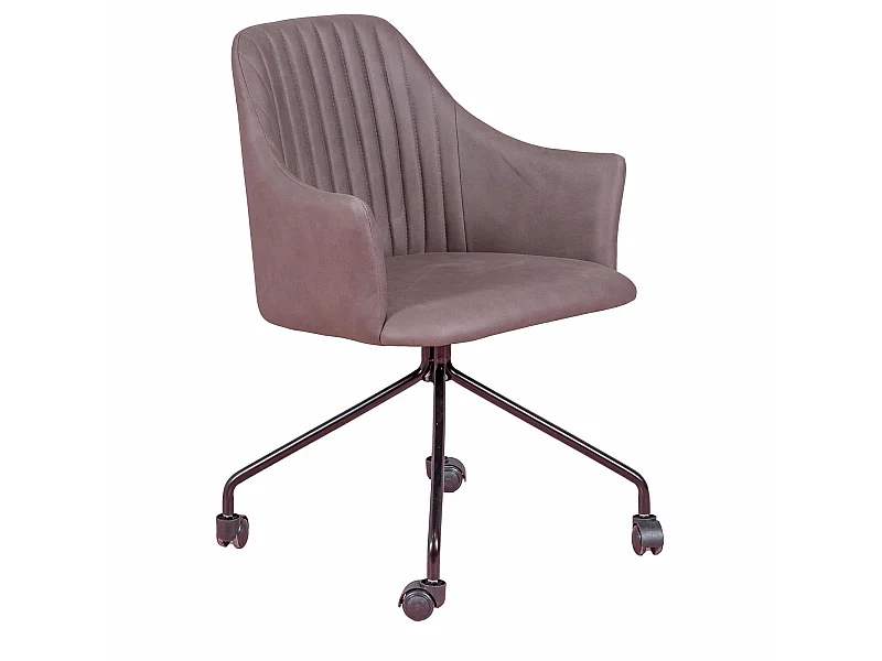 Chaise de bureau rembourrée en tissu vintage - Skyline - Brun