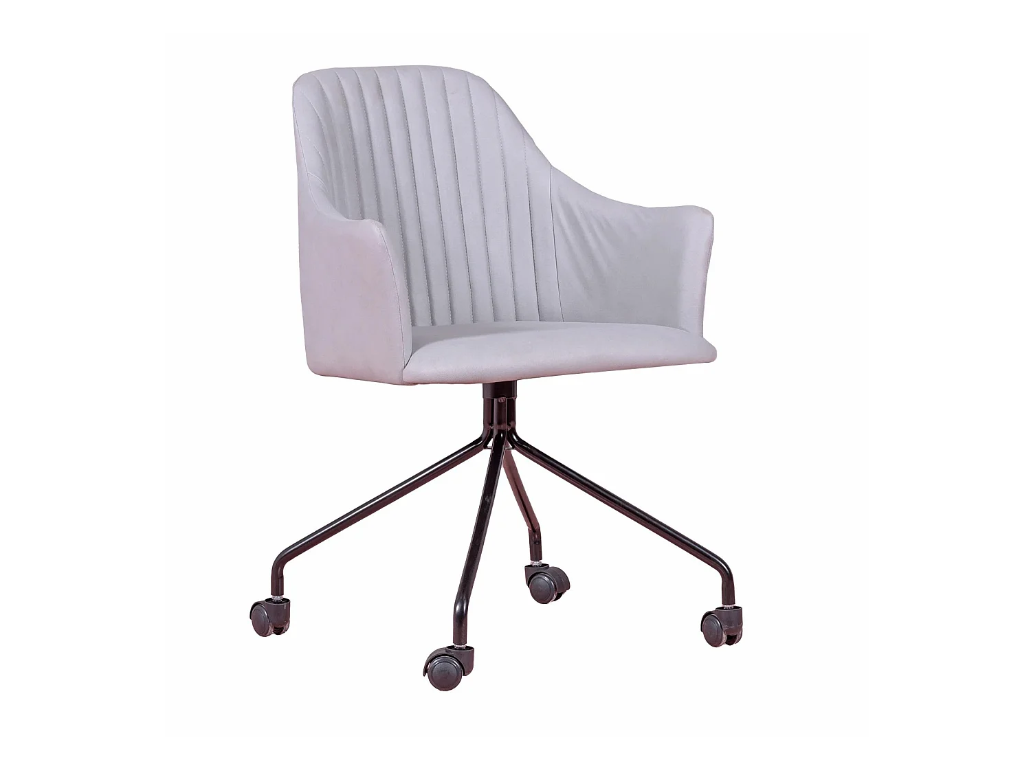 Chaise de bureau rembourrée en tissu vintage - Skyline - Gris clair
