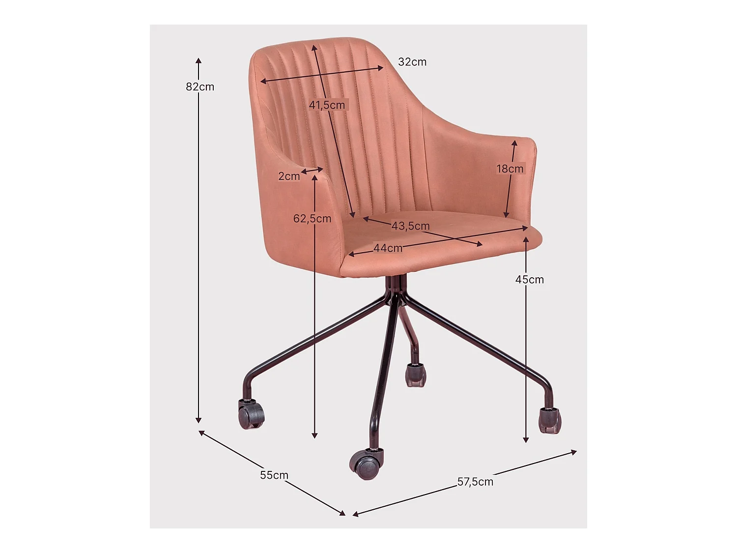 Vintage Bürostuhl mit Stoffpolsterung - Skyline - Hellgrau