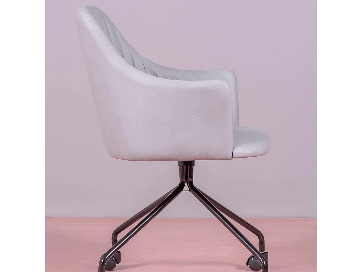 Chaise de bureau rembourrée en tissu vintage - Skyline - Gris clair