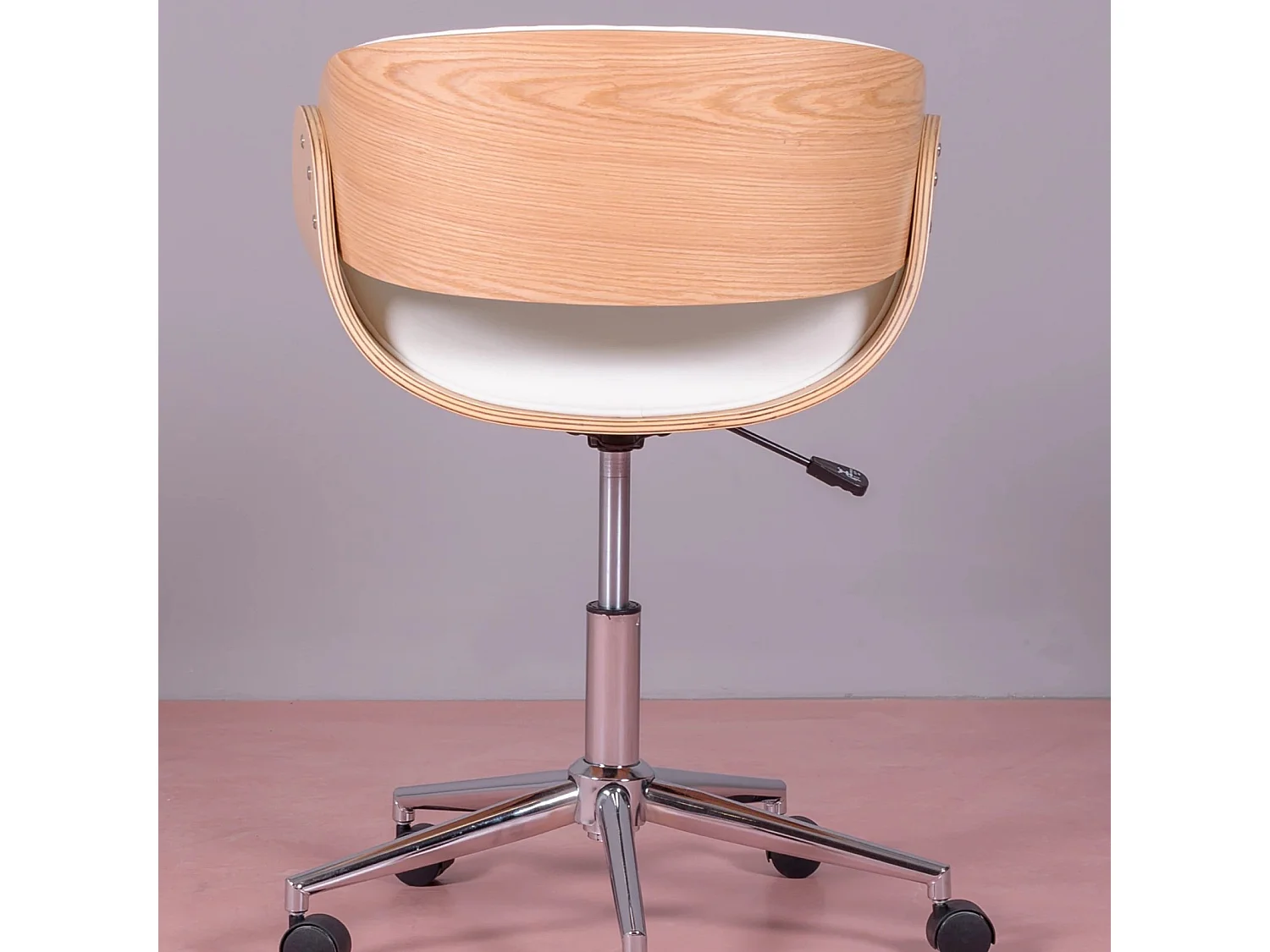 Chaise de bureau en bois d'érable clair avec coussin en similicuir - Burrow S - Blanc