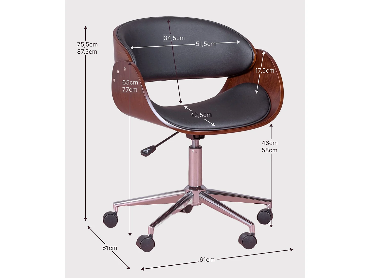 Chaise de bureau en bois d'érable clair avec coussin en similicuir - Burrow S - Blanc