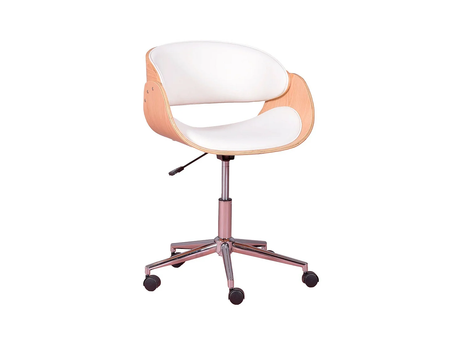 Chaise de bureau en bois d'érable clair avec coussin en similicuir - Burrow S - Blanc