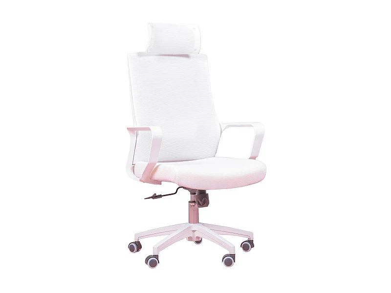 Chaise de bureau ergonomique en mesh respirante et appui-tête réglable - Mesh - Blanc