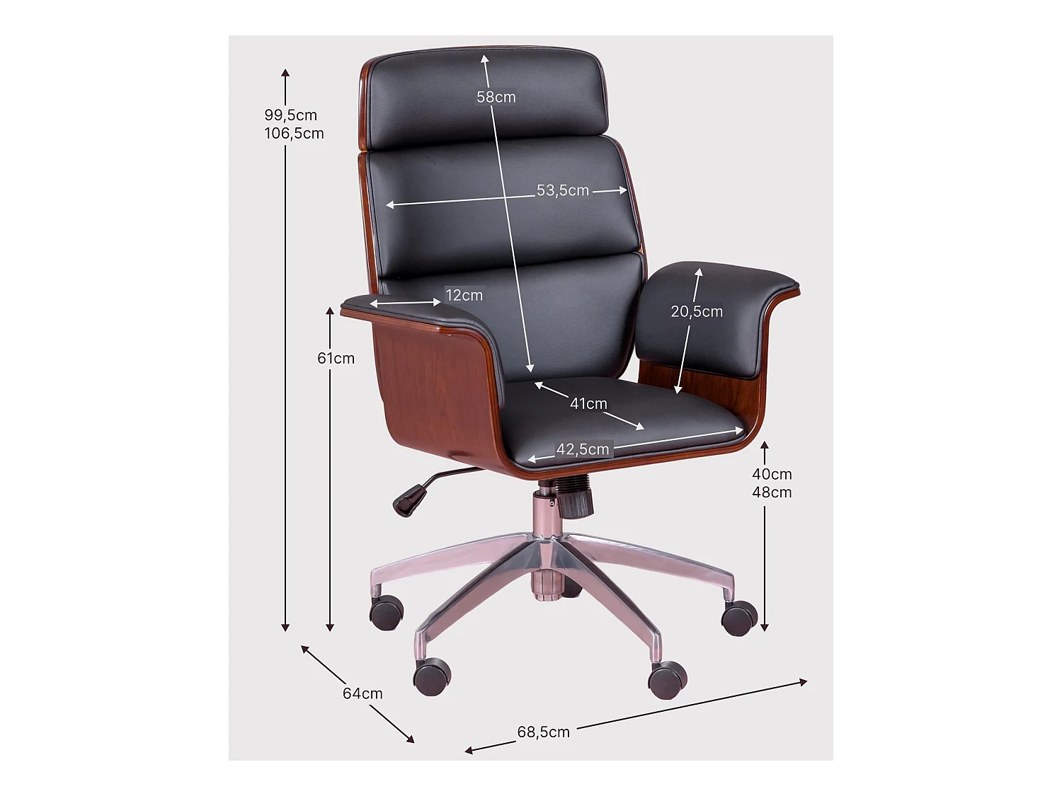 Chaise de bureau pour cadres en bois d'érable clair et tapissée en simili cuir - Nordic S - Blanc