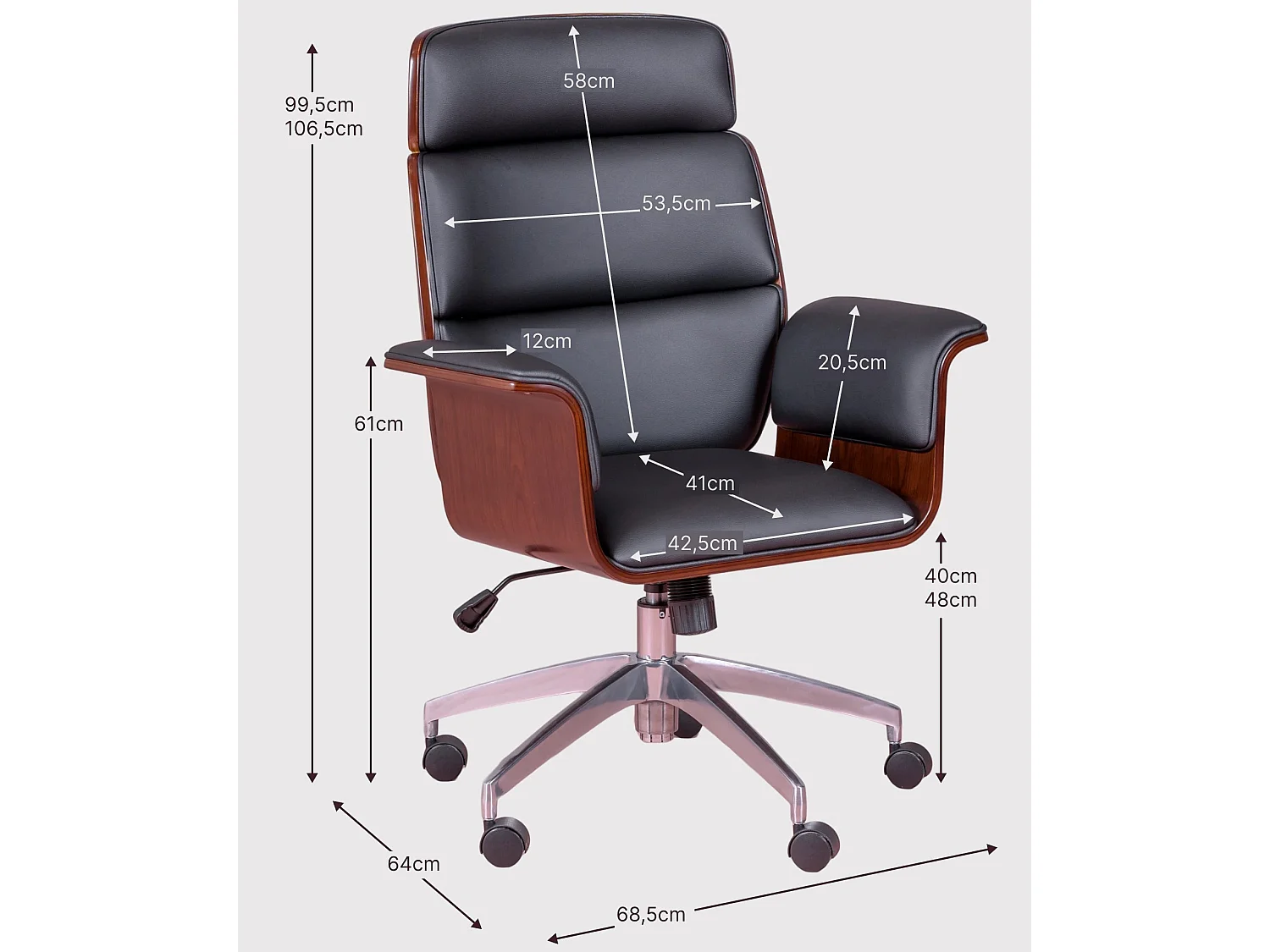 Chaise de bureau pour cadres en bois d'érable clair et tapissée en simili cuir - Nordic S - Blanc