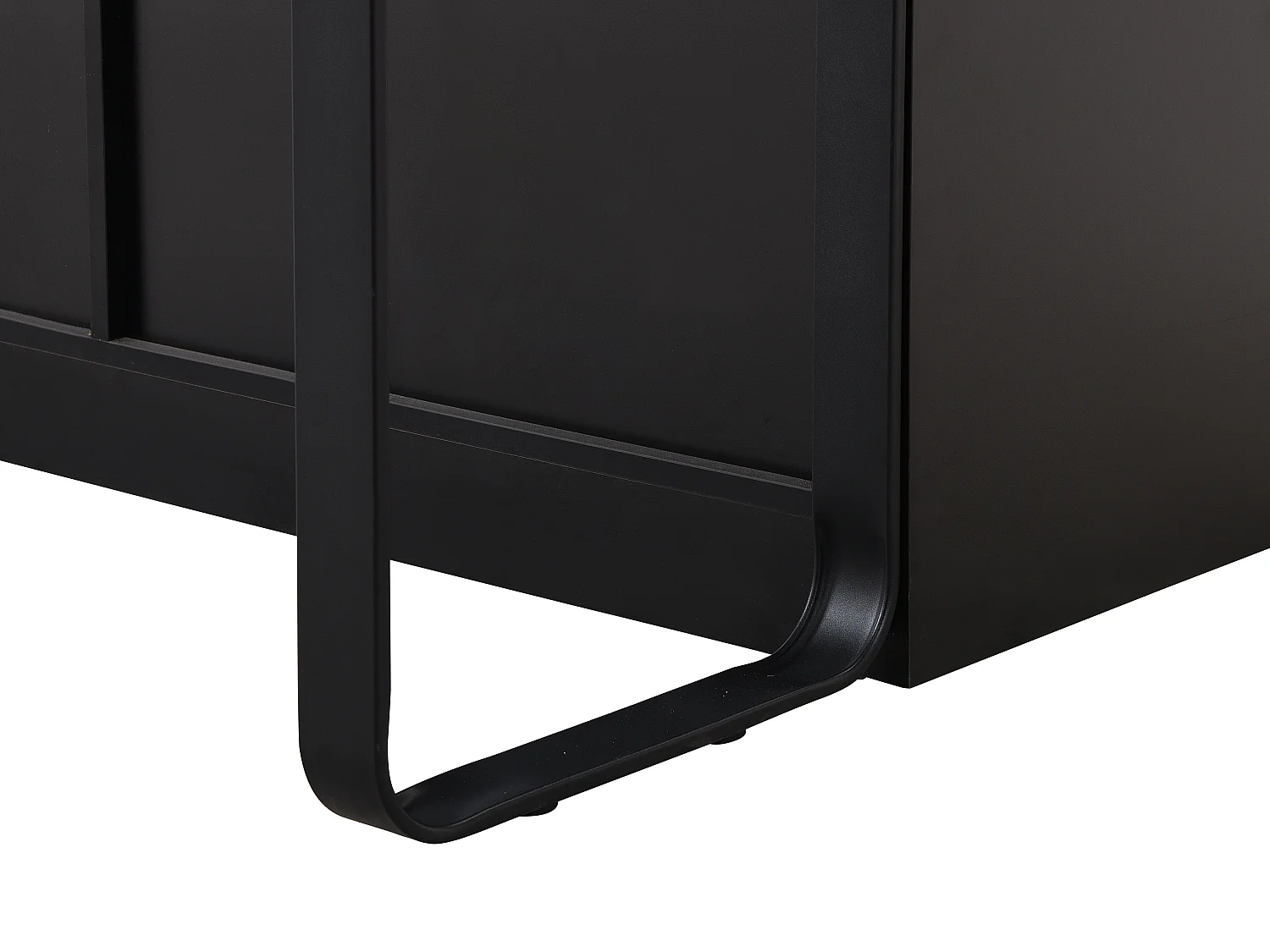 Ilot central de cuisine avec 6 tiroirs en MDF et métal - Noir et Effet Marbre blanc - ALEGRITA