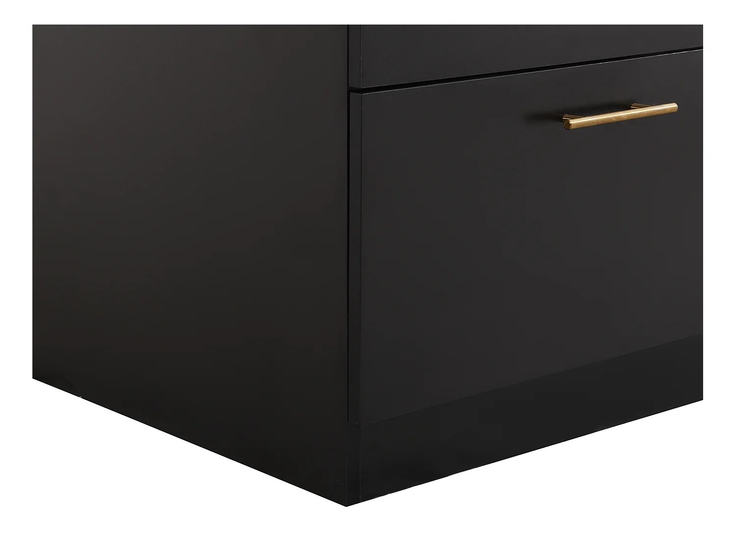 Kücheninsel mit 6 Schubladen aus MDF & Metall - Schwarz & Marmor-Optik weiß - ALEGRITA