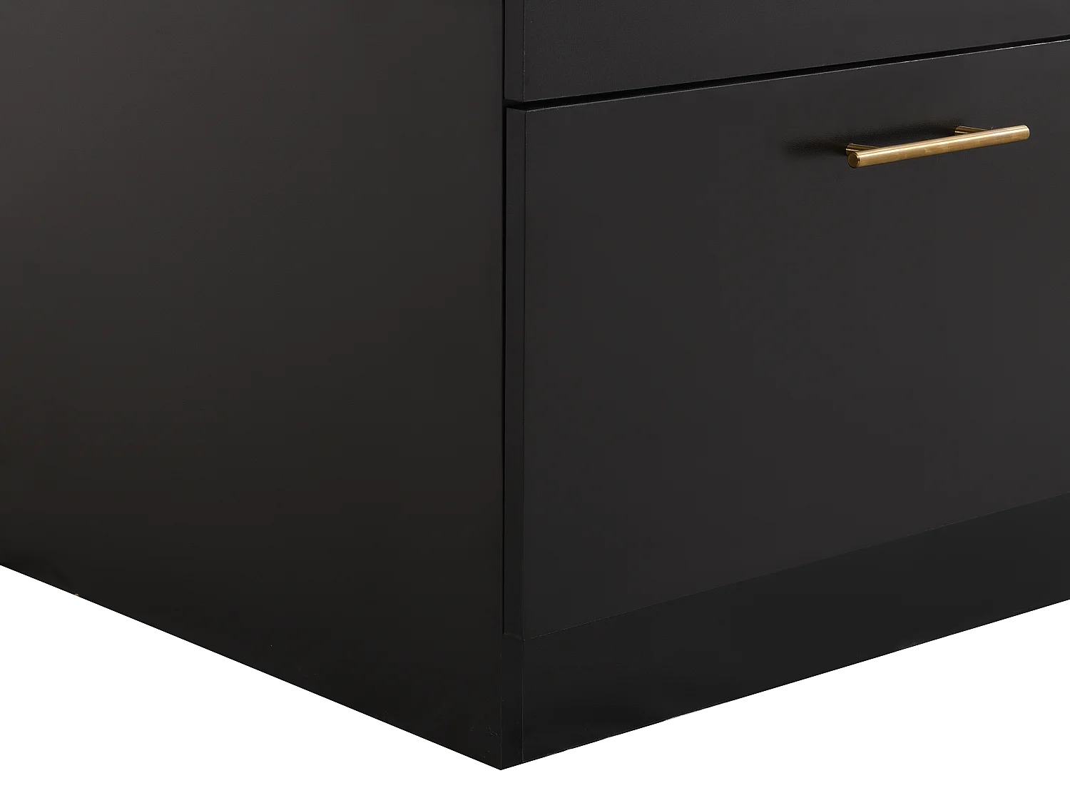 Isla de cocina con 6 cajones de MDF y metal - Negro y efecto Mármol blanco - ALEGRITA