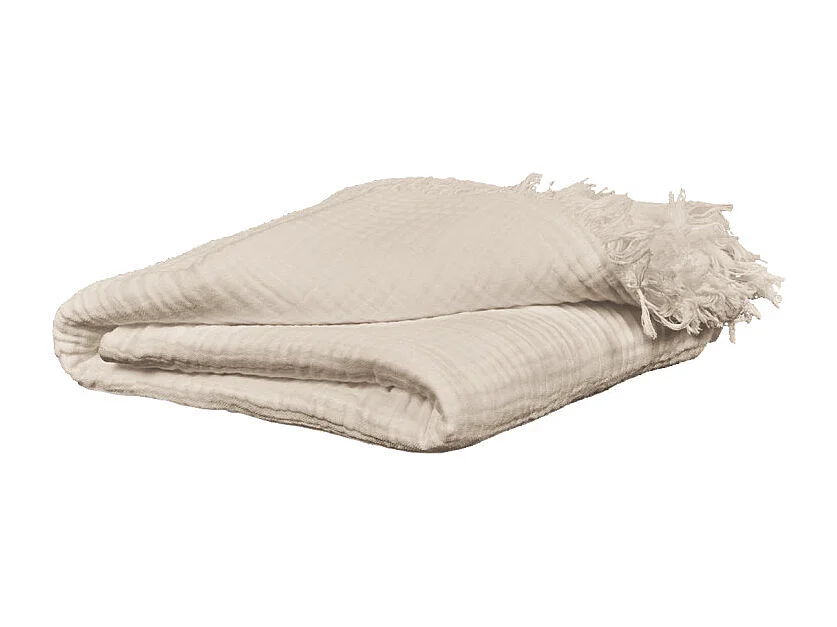 Plaid 130 x 160 cm en quadruple gaze de coton écru - PEPA 1