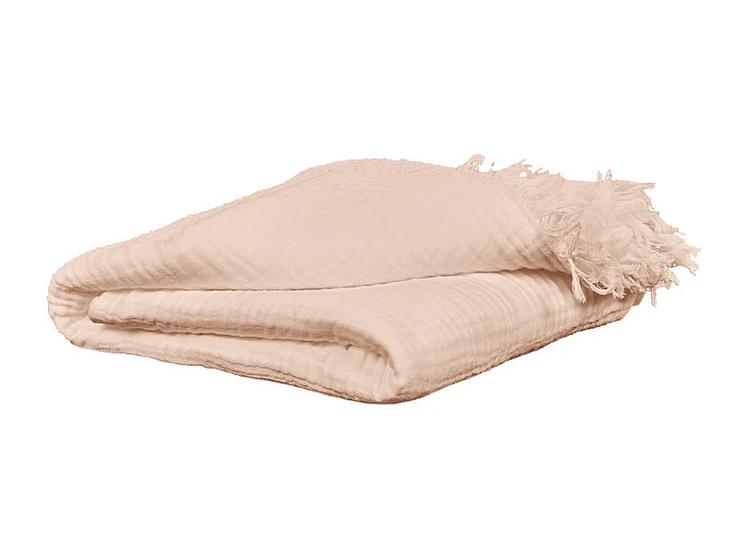 Plaid 130 x 160 cm en quadruple gaze de coton rose - PEPA 1