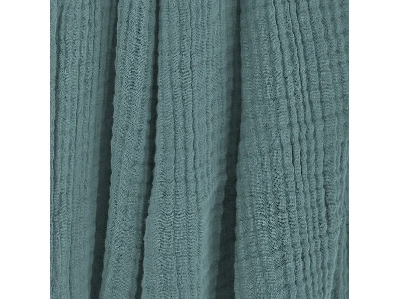 Plaid 130 x 160 cm en quadruple gaze de coton bleu canard - PEPA 1