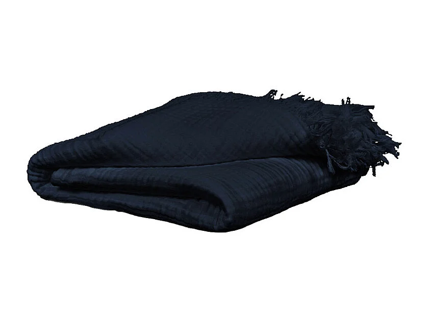 Plaid 130 x 160 cm en quadruple gaze de coton bleu nuit - PEPA 1