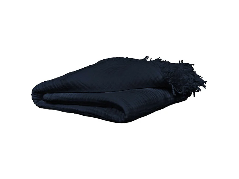 Plaid 130 x 160 cm en quadruple gaze de coton bleu nuit - PEPA 1