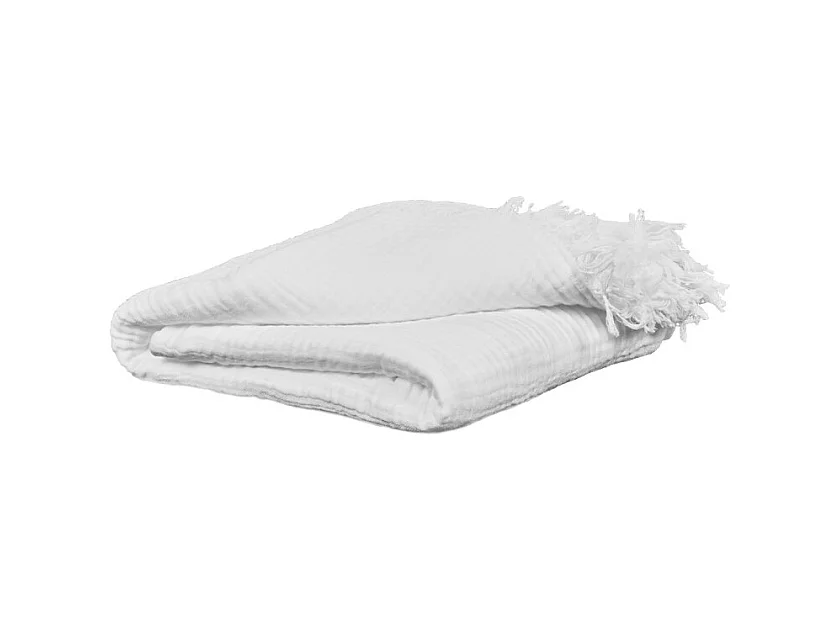 Plaid 130 x 160 cm en quadruple gaze de coton blanc - PEPA 1