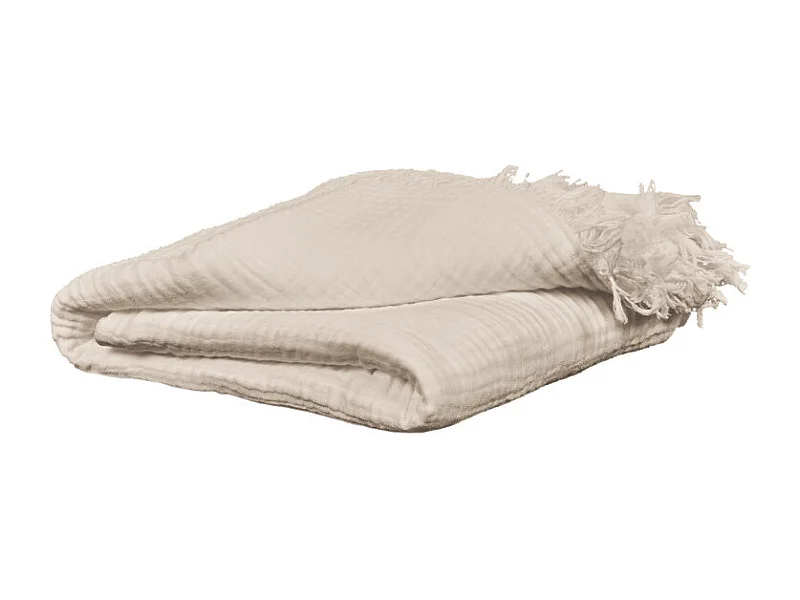 Plaid 180 x 220 cm en quadruple gaze de coton écru - PEPA 2