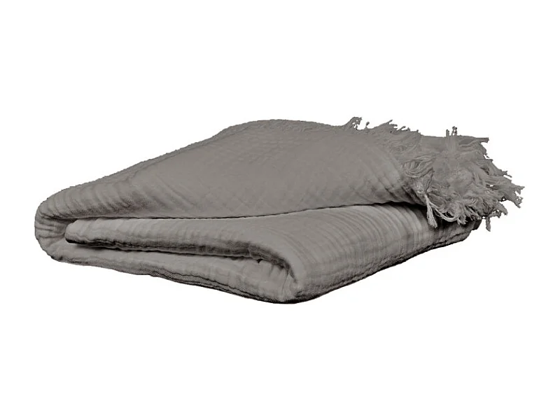 Plaid 130 x 160 cm en quadruple gaze de coton gris - PEPA 1